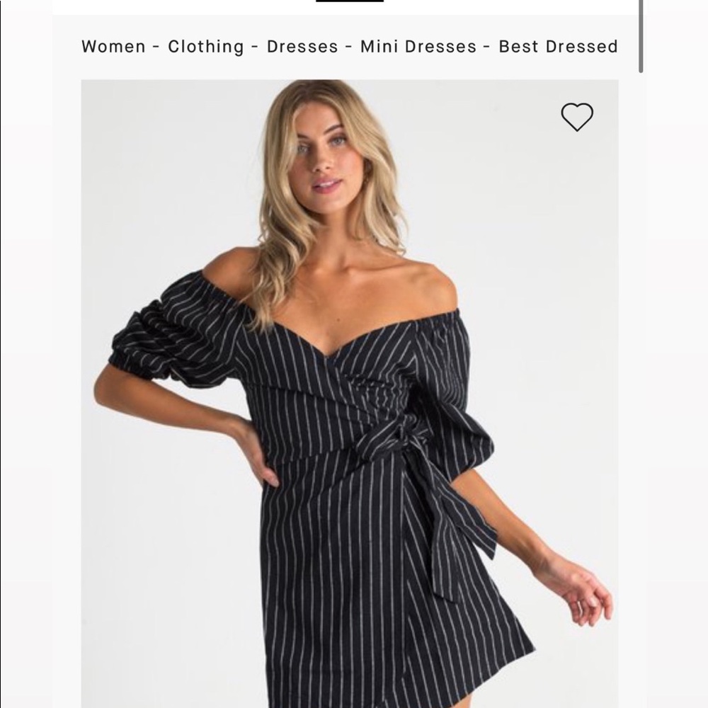 Billabong Black & White Puff Sleeve Dress (XS)